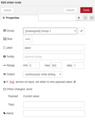 Slider Node Settings